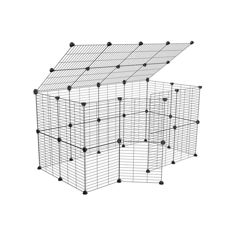 a tall 4x2 outdoor modular playpen with a lid and small hole safe C and C grids for guinea pigs or Rabbits