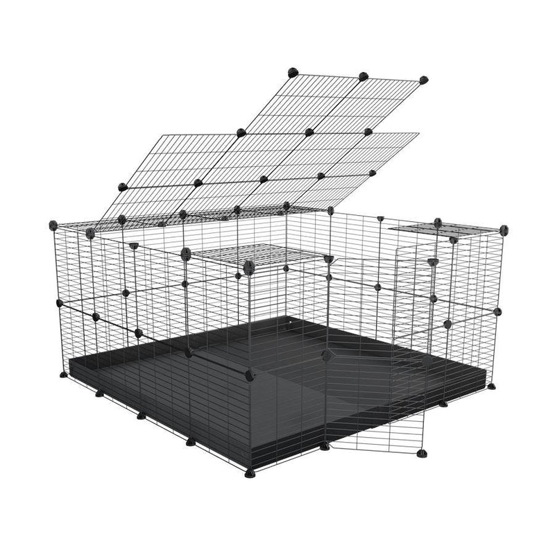 A 4x4 C&C rabbit cage with top and safe baby bars grids black coroplast by kavee USA