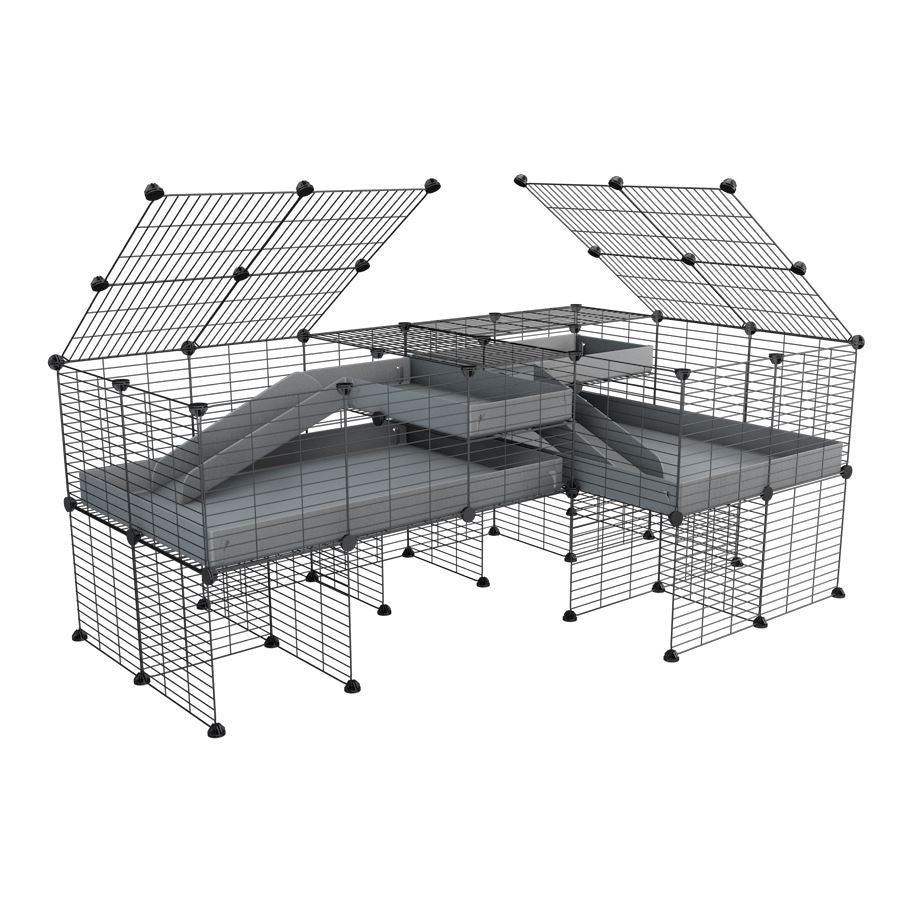 L-Shape 6x2 C&C Cage with Divider, Loft & Stand