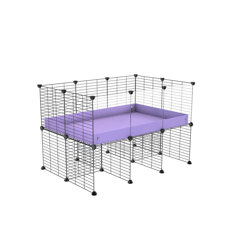 a 3x2 CC cage with clear transparent plexiglass acrylic panels  for guinea pigs with a stand purple lilac pastel correx and grids sold in USA by kavee