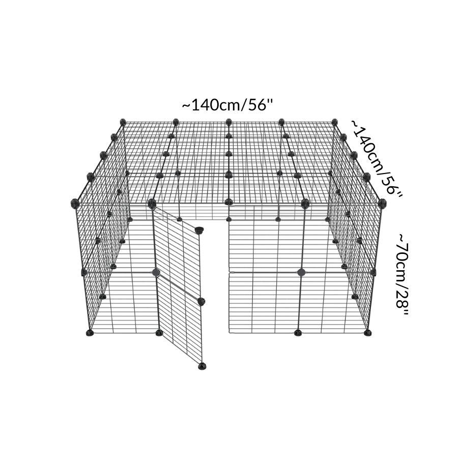 Dimensions of a tall 4x4 outdoor modular run with a top and baby bars safe C&C grids for guinea pigs or Rabbits by brand kavee 