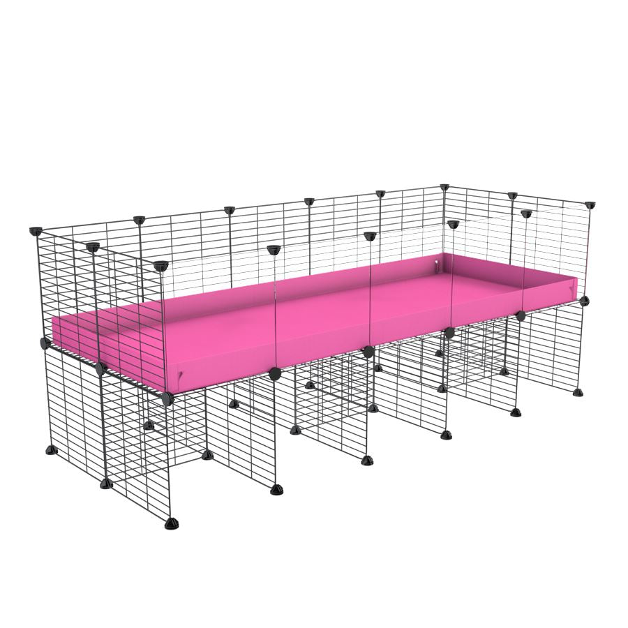 a 5x2 CC cage with clear transparent plexiglass acrylic panels  for guinea pigs with a stand pink correx and grids sold in USA by kavee