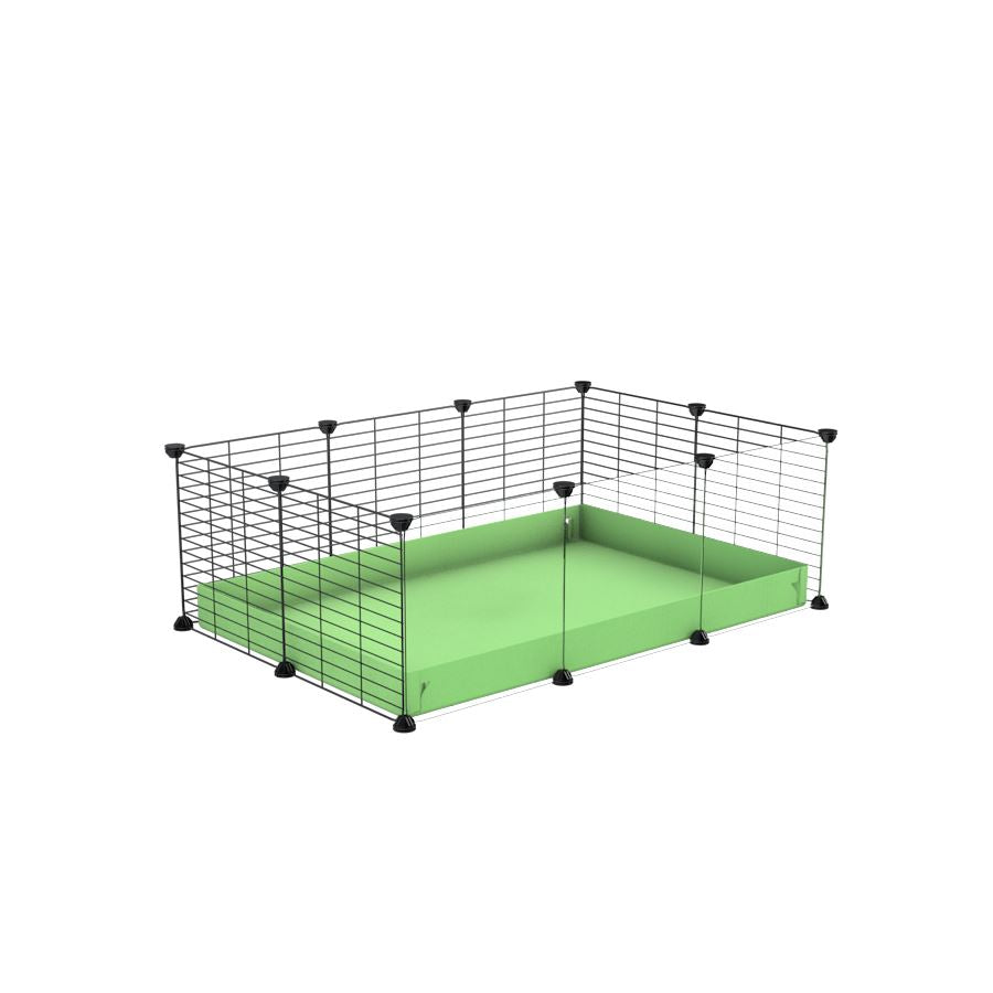 A cheap 3x2 C&C cage with clear transparent perspex acrylic windows  for guinea pig with green pastel pistachio coroplast and baby grids from brand kavee