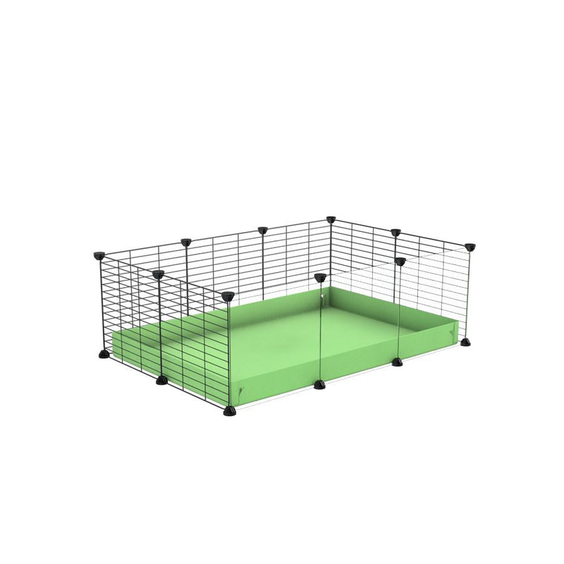 A cheap 3x2 C&C cage with clear transparent perspex acrylic windows  for guinea pig with green pastel pistachio coroplast and baby grids from brand kavee