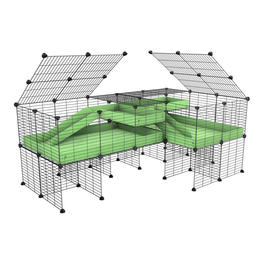 L-Shape 6x2 C&C Cage with Divider, Loft & Stand