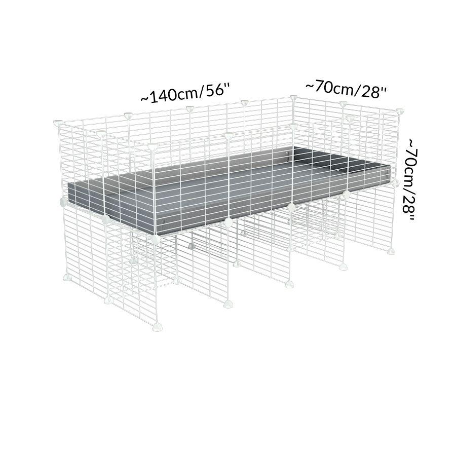 Dimensions of a 4x2 C&C cage for guinea pigs with a stand and a top gray plastic safe white C and C grids by kavee