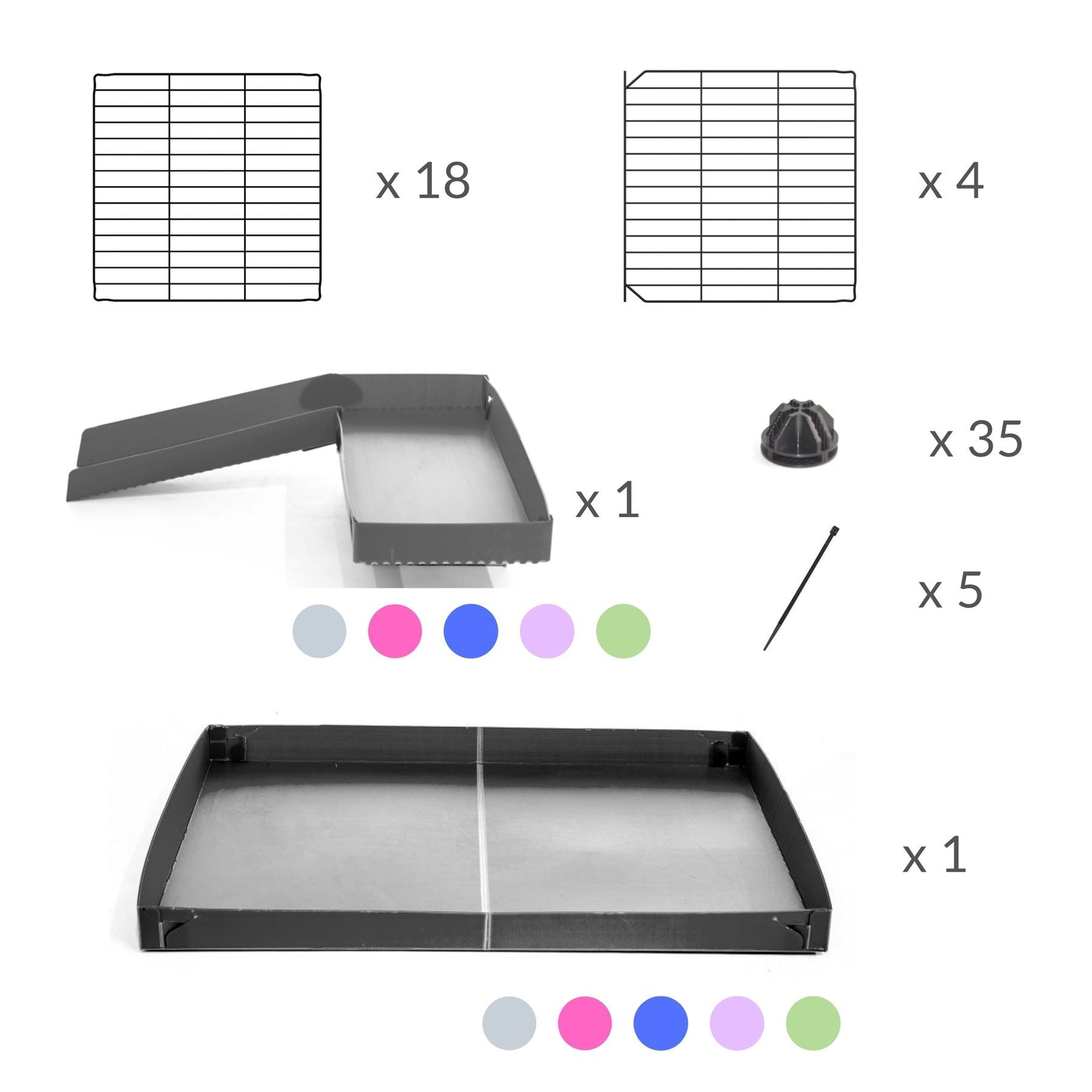 Material for a 2x4 C and C guinea pig cage with loft ramp lid small hole size grids purple lilac pastel coroplast kavee