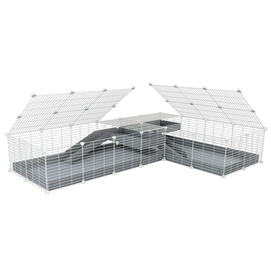 White L-Shape 8x2 C&C Cage with Divider & Loft