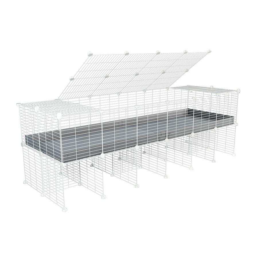 a 6x2 C&C cage for guinea pigs with a stand and a top gray plastic safe white grids by kavee