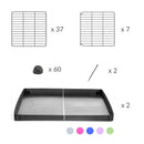 Composition of A 6x2 C and C rabbit cage with safe small size baby grids and gray coroplast by kavee USA