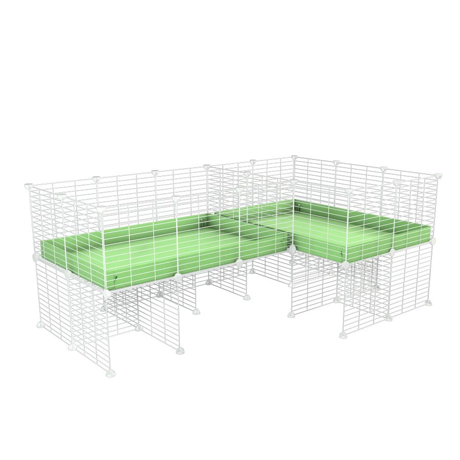 White L-Shape 6x2 C&C Cage with Divider & Stand