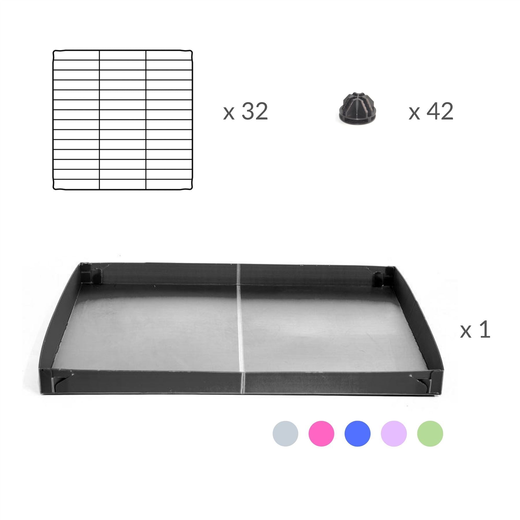 Material for a 4x2 CC cage for guinea pigs with a stand green pastel pistachio correx and 9x9 grids sold in USA by kavee