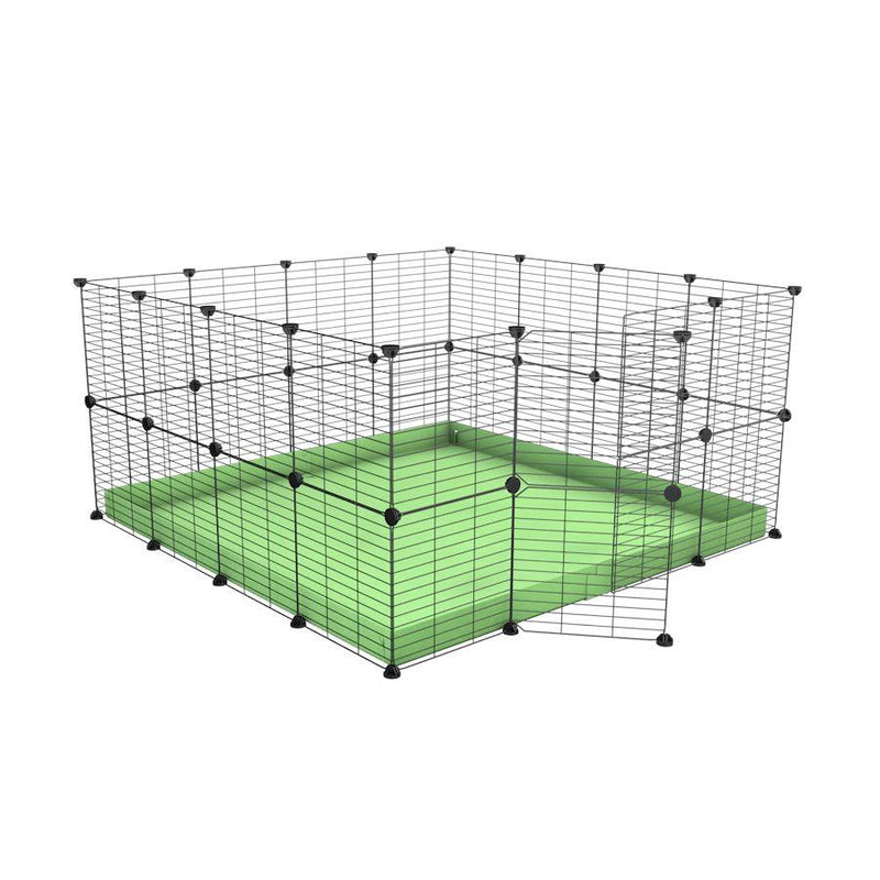 A 4x4 C&C rabbit cage with safe small mesh grids and green pastel coroplast by kavee USA