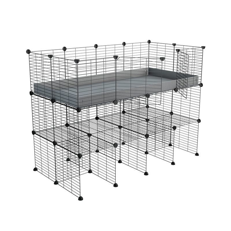 a tall 4x2 C&C guinea pigs cage with a double stand gray coroplast and safe small hole grids sold in USA by kavee