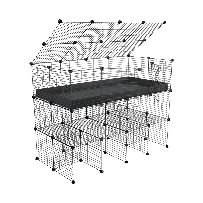 A 4x2 kavee C&C guinea pig cage with double stand a top pink coroplast made of baby bars safe grids