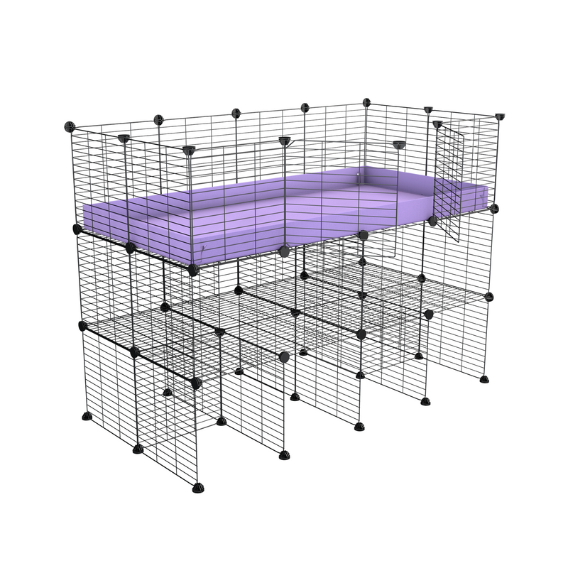a tall 4x2 C&C guinea pigs cage with a double stand purple coroplast and safe small hole grids sold in USA by kavee