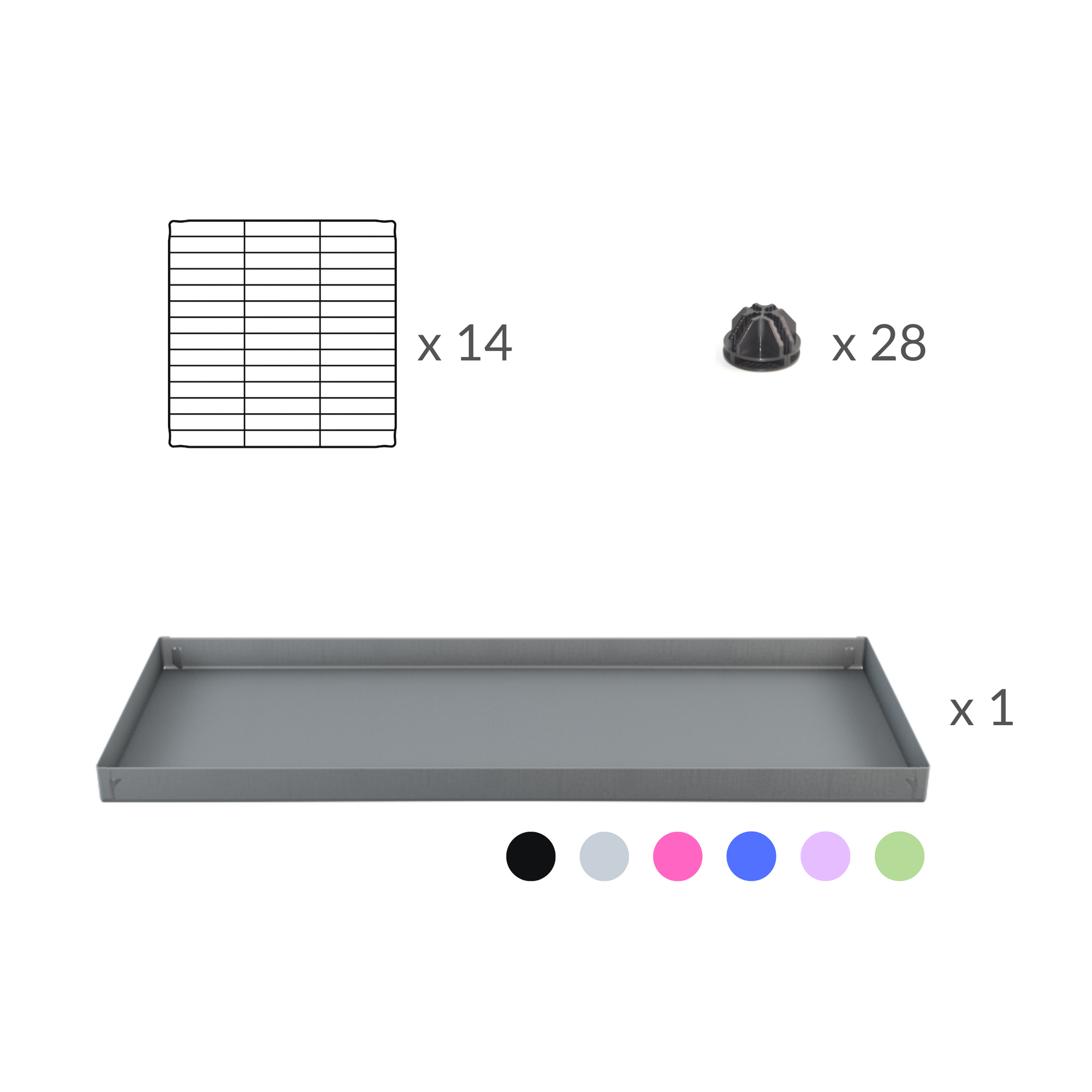 Material for A cheap 5x2 C&C cage for guinea pig with coroplast and baby grids from brand kavee