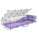 Size of a 5x2 C&C guinea pig cage with a loft and a ramp purple lilac pastel coroplast sheet and baby bars by kavee