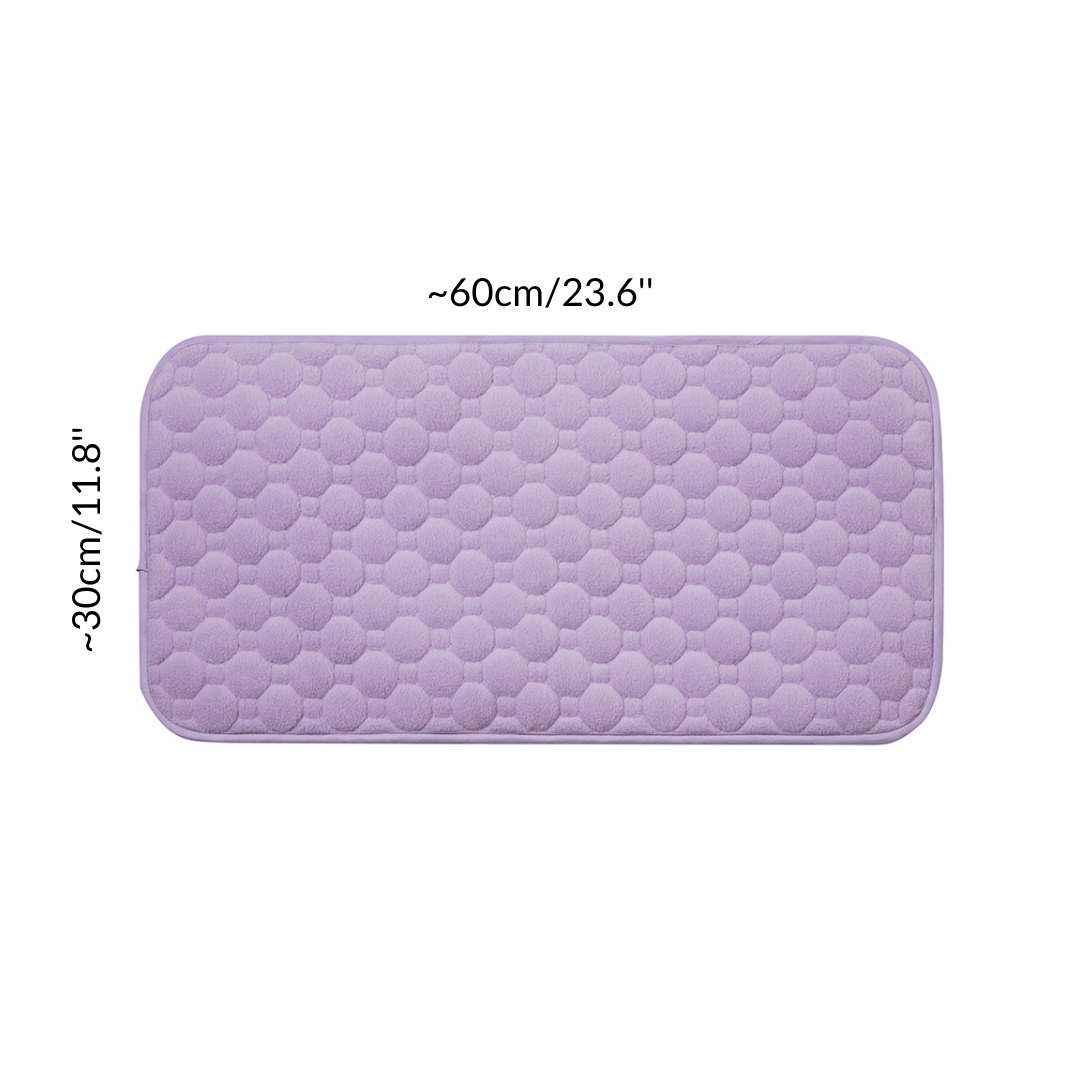 The dimensions of Kavee's waterproof lap pad are 60cm x 30cm or 23.6in x 11.8 in.