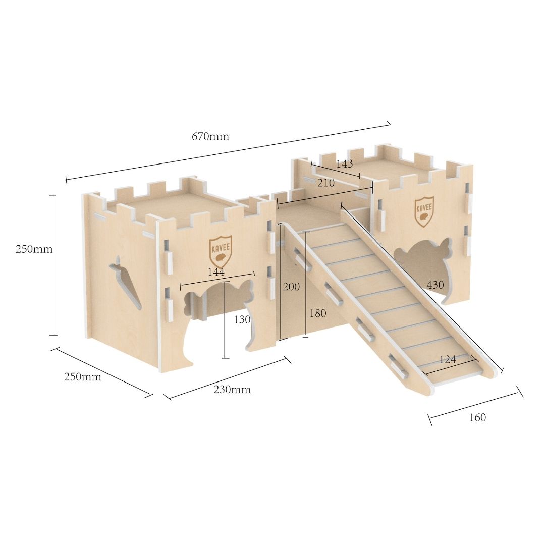 dimensions of kavee wooden guinea pig fort castle