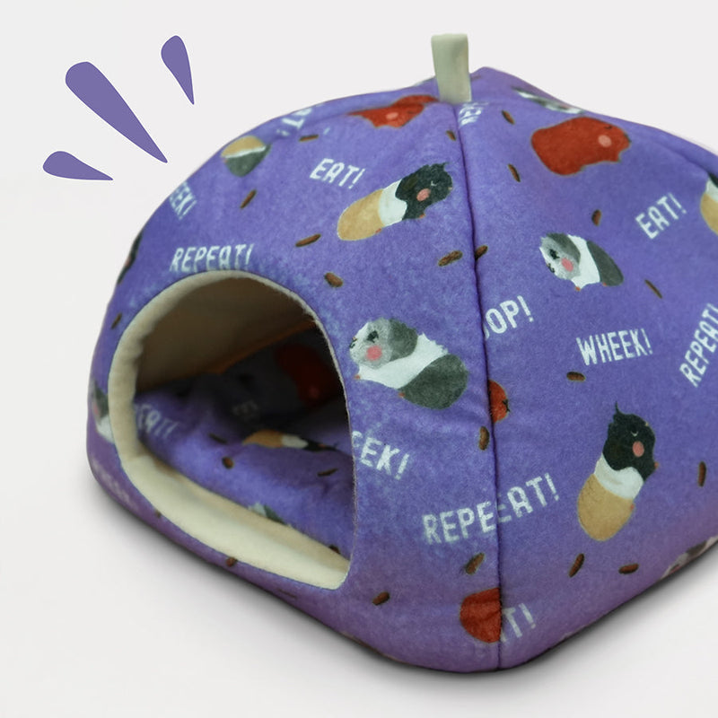 Purple poop design hidey house by brand Kavee on grey background with illustration
