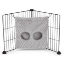 a guinea pig haybag hung on C&C cage made of gray fleece by  kavee