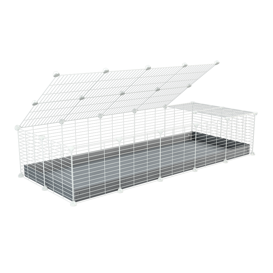 A 2x5 C and C cage for guinea pigs with gray coroplast a lid and small hole white CC grids from brand kavee