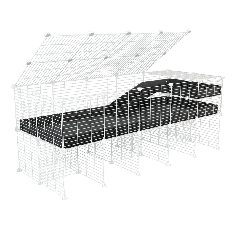 White 5x2 C&C Cage with Loft, Ramp & Stand