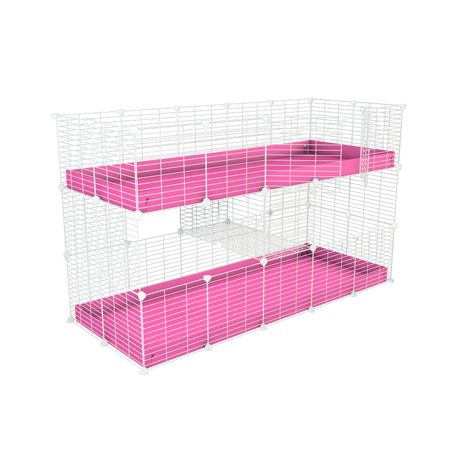 Kavee Double Stacked 5x2 C C Cage for Guinea Pigs White Kavee C C Cages Pink