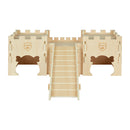 a large fsc wooden castle for guinea pigs with guinea pigs cut-out windows a ramp carrot cut-out and battlements from kavee