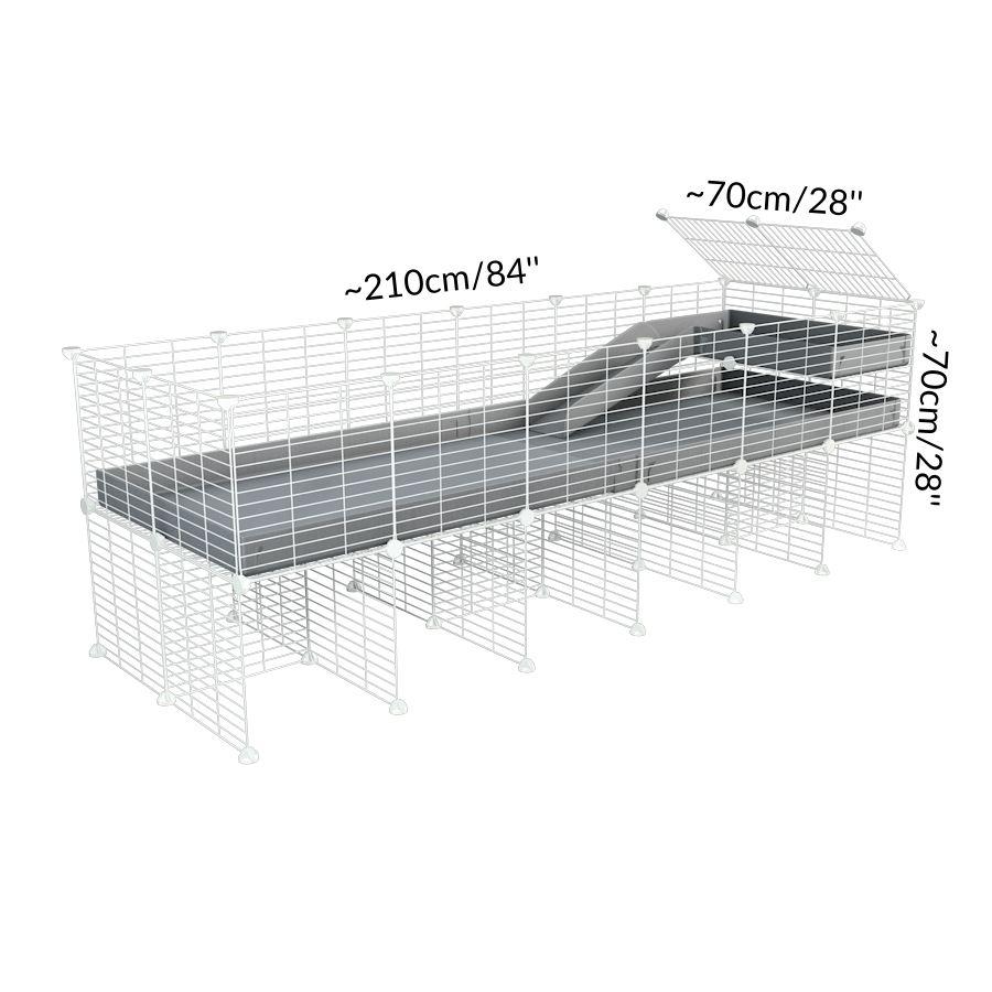 Dimensions of A 2x6 C and C guinea pig cage with stand loft ramp lid small size meshing safe white grids gray correx sold in USA