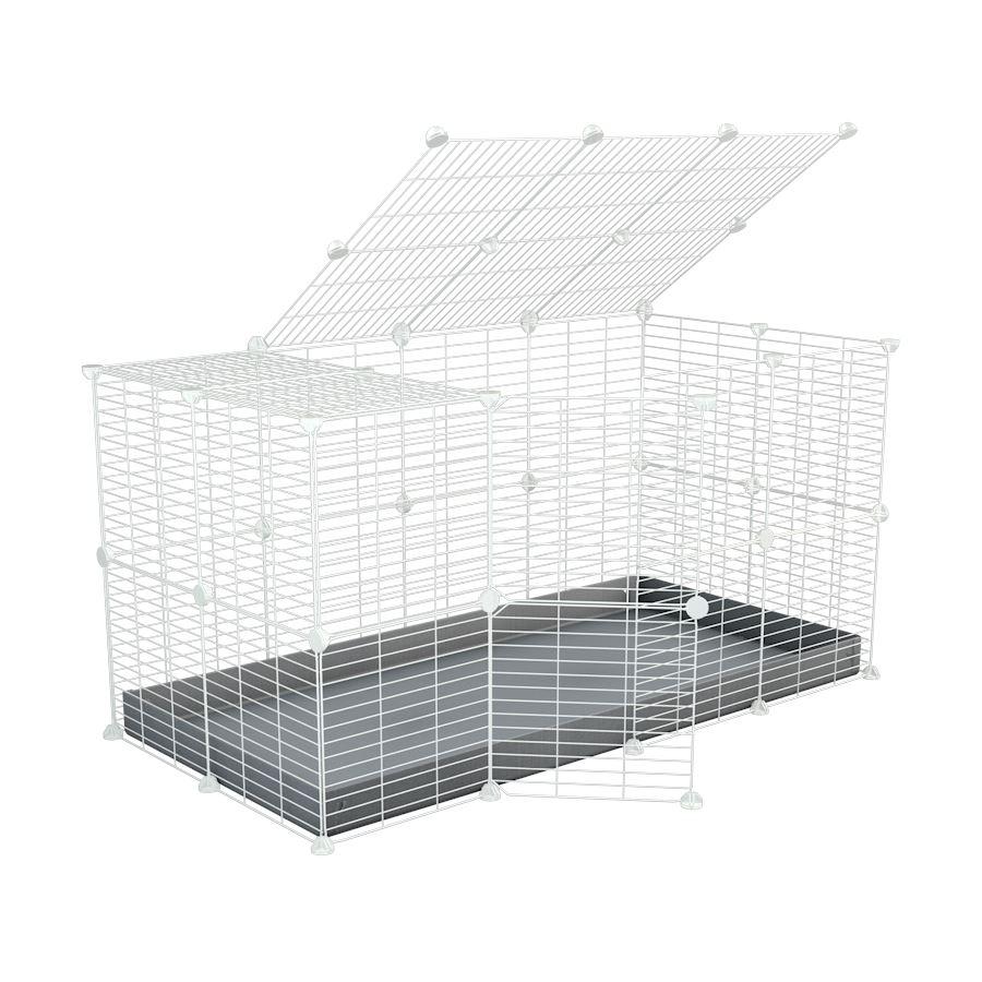 A 4x2 C&C rabbit cage with a lid and safe small meshing baby bars white C&C grids and gray coroplast by kavee USA