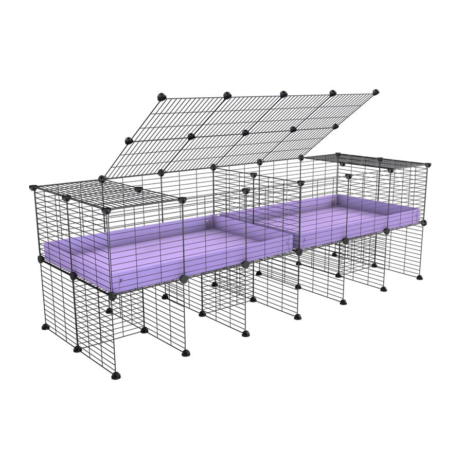 A 6x2 C&C cage with lid divider stand for guinea pig fighting or quarantine with lilac coroplast from brand kavee