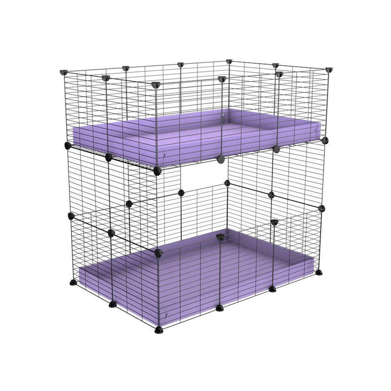 A two tier 3x2 c&c cage for guinea pigs with two levels purple correx baby safe grids by brand kavee in the USA