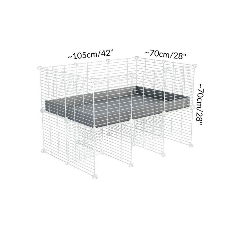 Dimensions of a 3x2 C&C cage for guinea pigs with a stand and a top gray plastic safe white CC grids by kavee