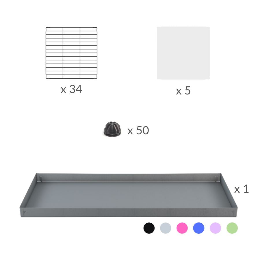 Material for a 5x2 CC cage with clear transparent plexiglass acrylic panels  for guinea pigs with a stand green pastel pistachio correx and grids sold in USA by kavee