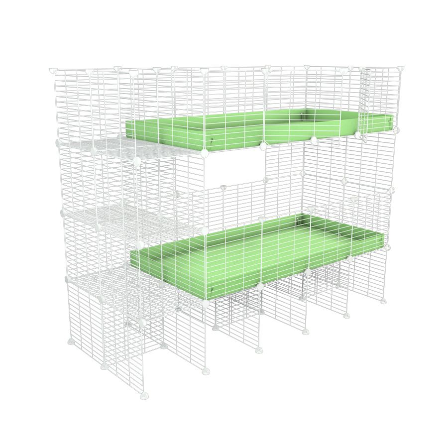 White Two Tier 4x2 C&C Cage with Stand & Storage