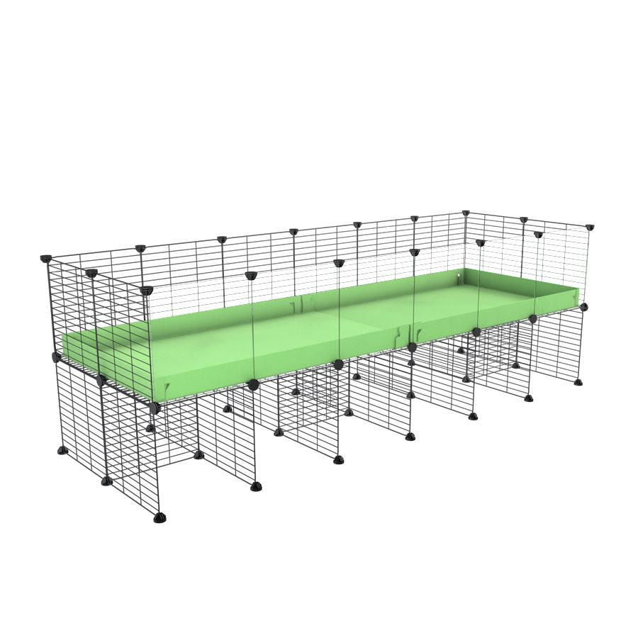 a 6x2 CC cage with clear transparent plexiglass acrylic panels  for guinea pigs with a stand green pastel pistachio correx and grids sold in USA by kavee