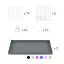 Composition of A two tier white 4x2 c&c cage with stand and side storage for guinea pigs with two levels by brand kavee in the USA