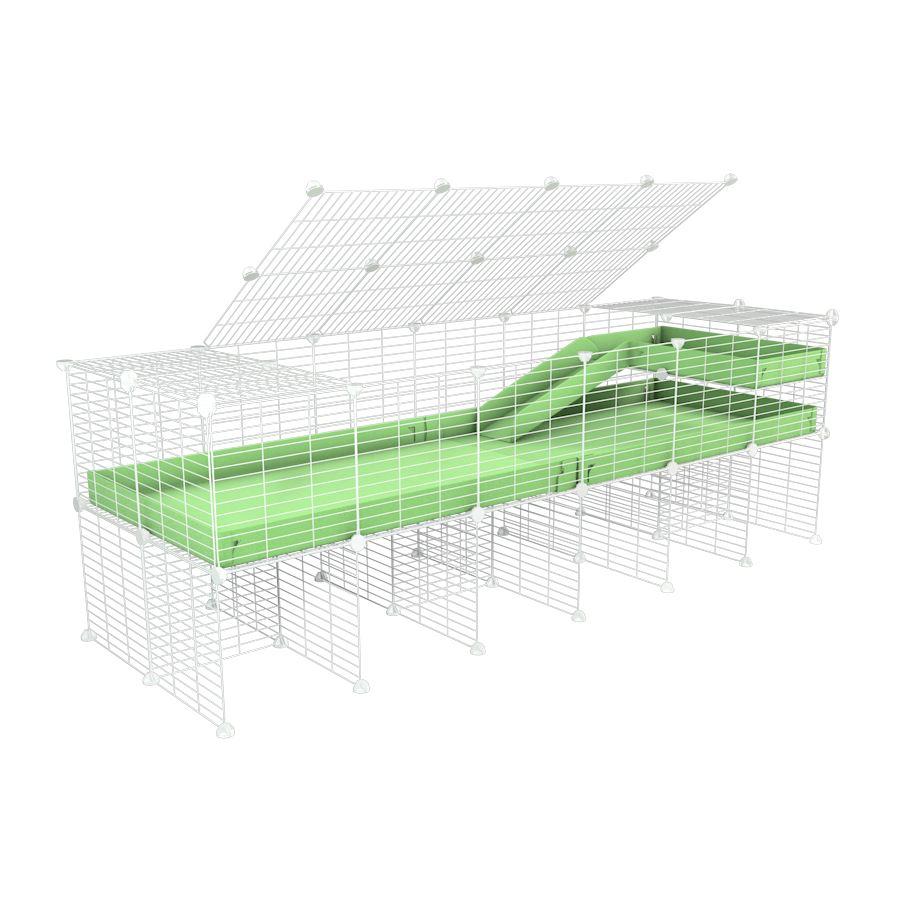 A 2x6 C and C guinea pig cage with stand loft ramp lid small size meshing safe white grids green pastel pistachio correx sold in USA