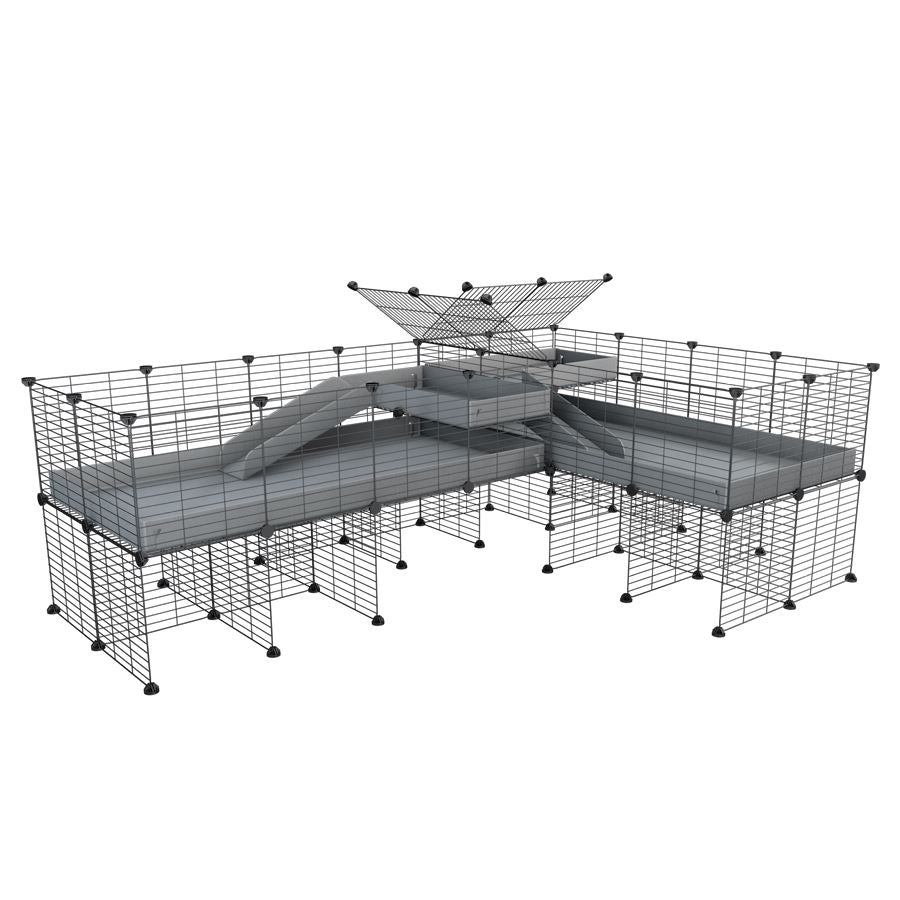 L-Shape 8x2 C&C Cage with Divider, Loft & Stand