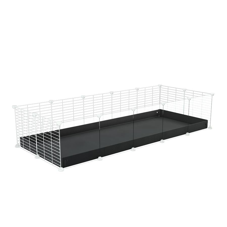 A cheap 5x2 C&C cage with clear transparent perspex acrylic windows  for guinea pig with black coroplast and baby proof white grids from brand kavee