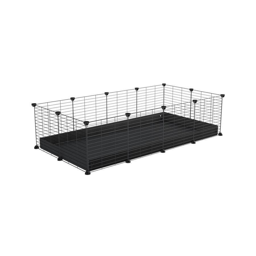 A cheap 4x2 C&C cage for guinea pig with black coroplast and baby grids from brand kavee