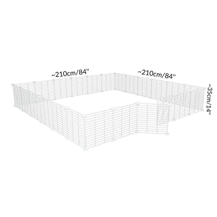 Size of a 6x6 outdoor modular playpen with small hole safe C&C white grids for guinea pigs or Rabbits by brand kavee 