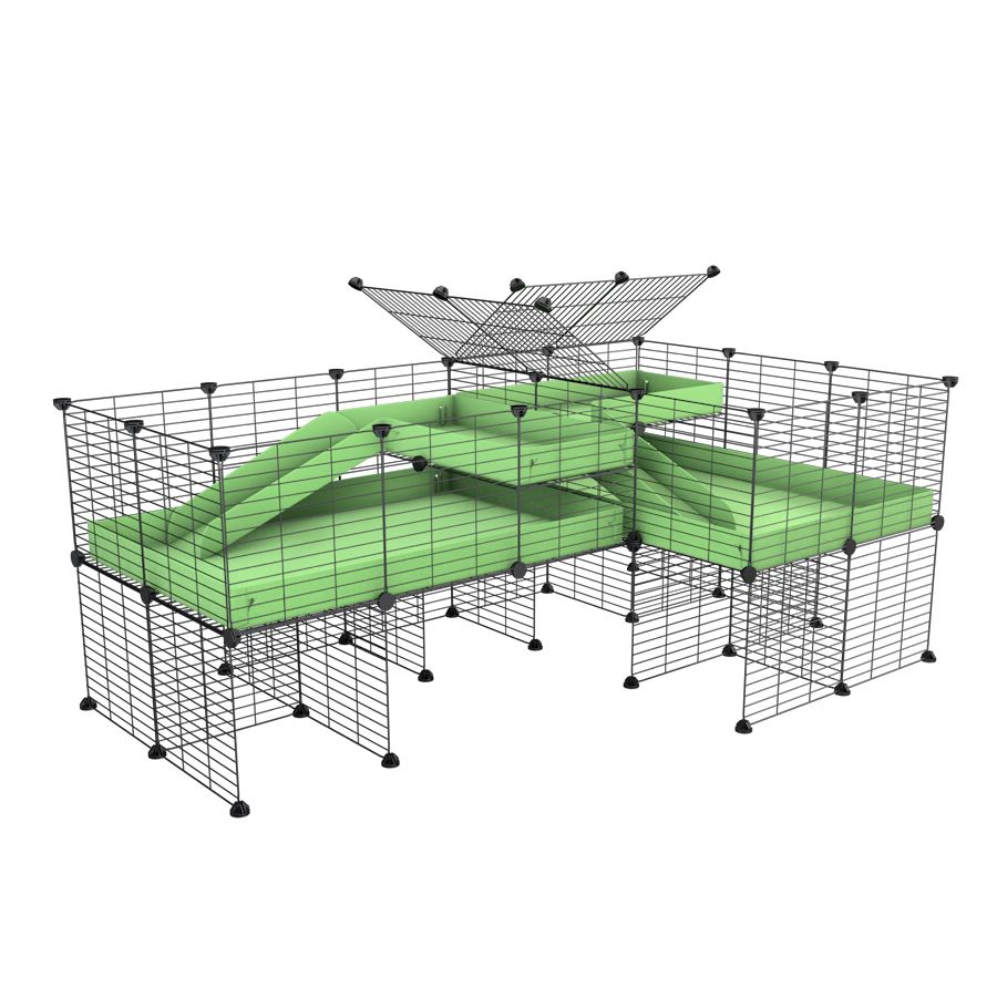 L-Shape 6x2 C&C Cage with Divider, Loft & Stand