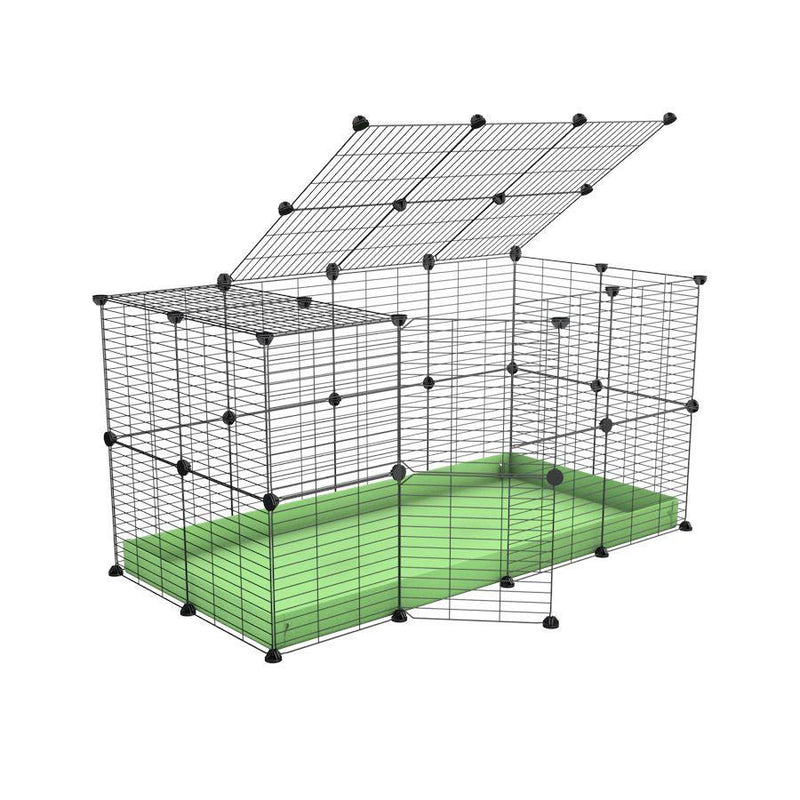 A 4x2 C&C rabbit cage with top and safe small mesh grids green pistachio coroplast by kavee USA