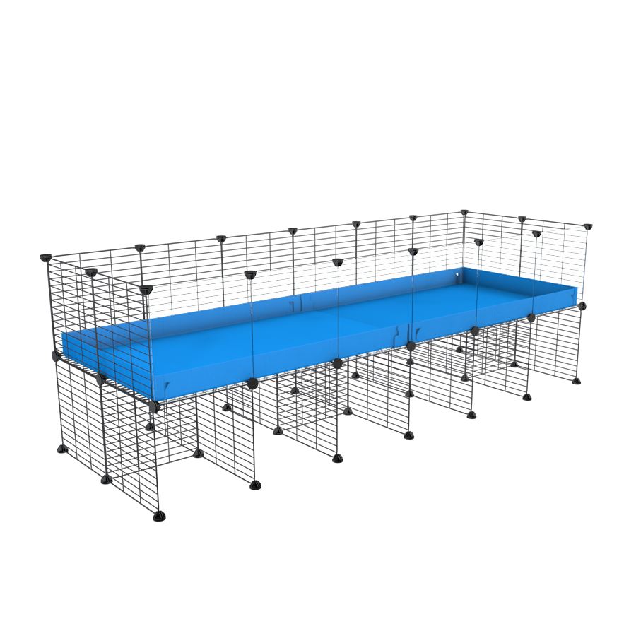 a 6x2 CC cage with clear transparent plexiglass acrylic panels  for guinea pigs with a stand blue correx and grids sold in USA by kavee