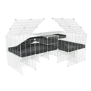 White L-Shape 6x2 C&C Cage with Divider, Loft & Stand