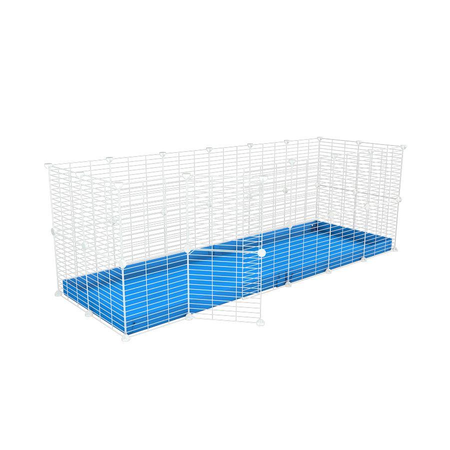 A 6x2 C and C rabbit cage with safe small size baby proof white C and C grids and blue coroplast by kavee USA