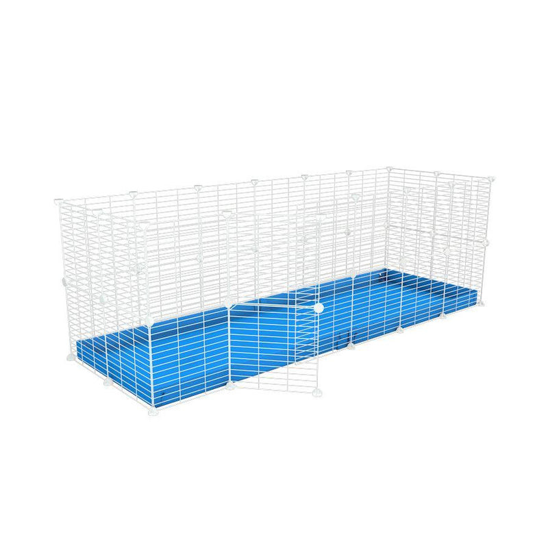 A 6x2 C and C rabbit cage with safe small size baby proof white C and C grids and blue coroplast by kavee USA